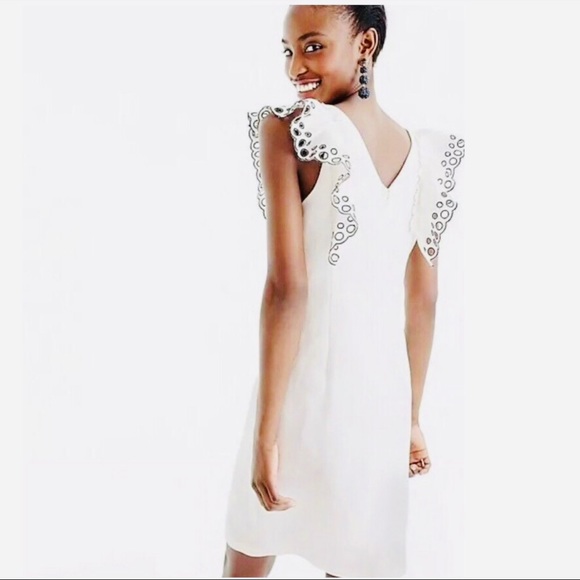 J Crew 🤍🖤 Eyelet Flutter Shoulder Dress - Picture 2 of 6